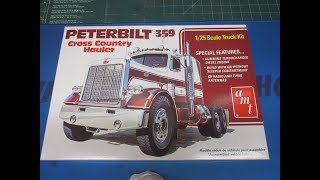 Peterbilt 359 Cross Country Hauler Cummins Diesel Conventional Semi Tractor 125 Scale Model Kit [upl. by Onailil743]