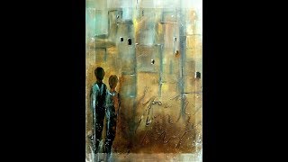 Abstract Painting Tutorial  Abstrakte Acrylmalerei Collage [upl. by Rolyak402]