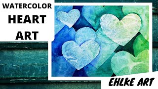 Watercolor HEART Art  Learn Negative Painting [upl. by Gayner316]