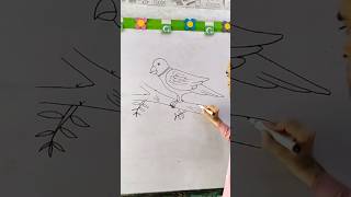 How to draw a cute Parrot 🦜  Easy drawing of a Parrot with stepbystep tutorial [upl. by Assilem]