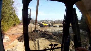 Long Reach Excavator Transfering Topsoil [upl. by Ymas75]