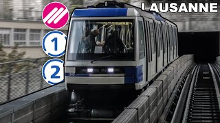 🇨🇭 All the Lines  Lausanne Metro M1  M2  LEB Toutes les Lignes 2022 4K [upl. by Yhtak535]