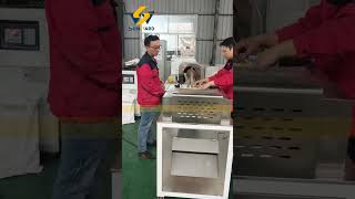 Jinan Sunward Fried Shimp snacks pellet extruder machine 油炸虾片膨化设备机械 [upl. by Atteynek]