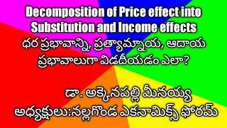 Decomposition of Price Effect in to Substitution Effect and Income Effect DrAkkenapally Meenaiah [upl. by Hull335]