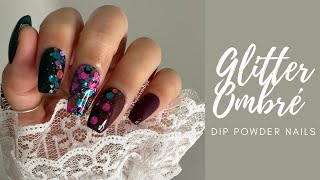 Glitter Ombré Dip Powder Nails  PressOn Application Process [upl. by Gaw]