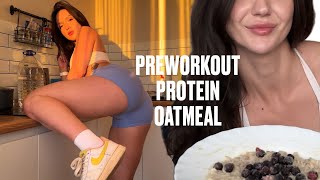 YAMMY VLOG PRE 🔥 WORKOUT PROTEIN OATMEAL 🍓 with CharmyLi [upl. by Gnep686]