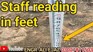 How to read staff reading in feet system  how to read Auto level staff in ft staff reading in pak [upl. by Atil]