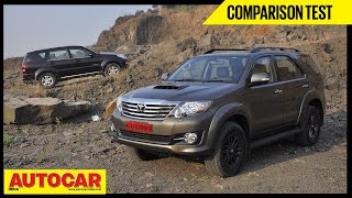 Toyota Fortuner 4X4 AT VS Ssangyong Rexton RX7  Comparison Test  Autocar India [upl. by Kirad]