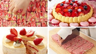 Satisfying Relaxing Video🍓🍰🎂🍪Strawberry Nougat RecipeAsmrTiktok [upl. by Esyahc]