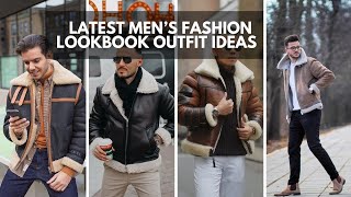 15 Ways To Wear A Shearling JACKET  Different Ways to Style Shearling Coat  Mens Fashion Lookbook [upl. by Aissak]