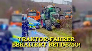 TRAKTORDEMO ESKALIERT  LANDWIRT WILL VOR POLIZEI FLÜCHTEN  SPEKTAKULÄRES POLIZEIMANÖVER [upl. by Vonny]