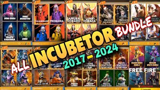 FREE FIRE ALL INCUBETOR BUNDLE  FREE FIRE ALL INCUBETOR  ALL INCUBETOR IN FREE FIRE [upl. by Alcot361]