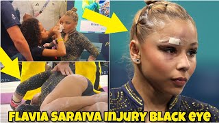 Brazilian Gymnast Flavia Saraiva Injury Black Eye At Paris Olympics falling from the uneven bars [upl. by Dallis]