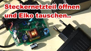 Steckernetzteil Gehäuse öffnen Elko wechseln reparieren Netzteil Reparatur DIY howto [upl. by Nnairrehs]