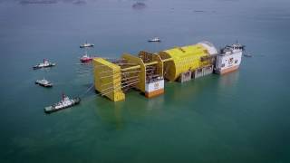 Floaton operation world’s largest spar platform Aasta Hansteen Dockwise Vanguard South Korea [upl. by Turk]