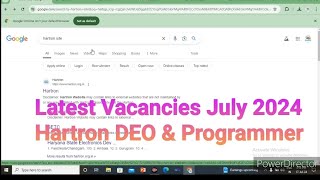 Hartron DEO vacancy 2024  last date hartron DEO 31 July 2024 [upl. by Anaejer]