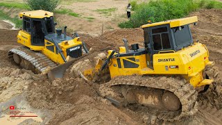 Incredible Big Bulldozer Stuck In Mud Heavy Recovery Powerfully Helping Safety By Shantui Dozer [upl. by Teague]