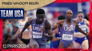 Team USA smashes WORLD RECORD by over a FULL SECOND in mixed 4x400 relay heat  Paris Olympics [upl. by Marshall280]