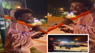 Kodak black went live for the first time on kick and his car caught on fire [upl. by Aleahs950]