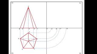 PROIEZIONI ORTOGONALI DI UNA PIRAMIDE A BASE PENTAGONALE [upl. by Dis]