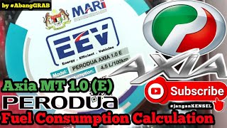 Perodua Axia MT 10 E Fuel Consumption Calculation Details  Cara Kira Penggunaan Petrol Axia MT 🤗 [upl. by Hannavahs143]