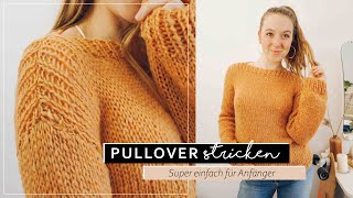 Sehr einfachen Basic PULLOVER stricken  Strickanleitung für Anfänger [upl. by Newmann516]