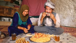 Cooking Delicious rural recipe for Survive in Cave by Old lovers  Afghanistan village life [upl. by Refannej347]