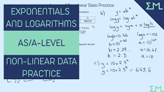 Logarithms and Nonlinear Data Practice Exponentials and Logarithms ASALevel [upl. by Tania441]