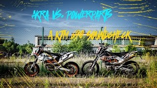 KTM 690 Akrapovic vs Powerparts  Flyby Soundcheck  FatheadzCrew [upl. by Sadnak]