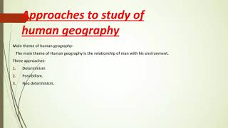 Approaches of human geography [upl. by Annaerda]