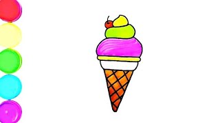 Ice Cream Drawing Painting amp Coloring For Kids and Toddlers Child Art [upl. by Tynan]