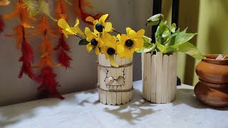 Ice cream sticks Vase DiY 😍 best out of waste🔥 [upl. by Eriam]