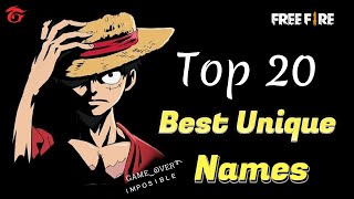 Top 20 Dangerous Names For Free Fire  Top 20 Attitude Names  Top Unique Names For Free Fire [upl. by Lewie]