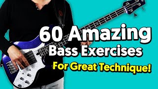 60 Finger Twisting Exercises To Build Your Bass Technique [upl. by Annig761]