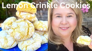 Easy Lemon Crinkle Cookies  Made with a Lemon cake Mix Soft and Chewy 🍋🍋🍋🍋 [upl. by Kathlene]