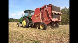 Rolling Hay with a John Deere 4430 and 678 New Holland roller [upl. by Kandy243]