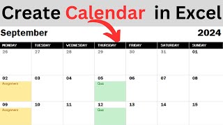 Create Calendar in Excel  Academic Calendar in MS Excel [upl. by Beaufort]