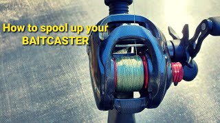 HOW TO put line on your BAITCASTER braided monofilament amp fluorocarbon [upl. by Goodman]