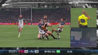 Scott Drinkwater Breaks Corey Oates Jaw With High Shot  NRL Round 2 Broncos vs Cowboys [upl. by Desi]