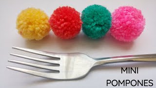 Cómo hacer pompones de lana pequeños mini pompones con tenedor [upl. by Tallie]