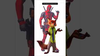 Nick Wilde as Deadpool deadpool3 deadpoolfanart zootopia digitalartist shorts [upl. by Nnairet784]