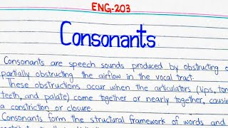 Consonants  Voiced amp Voiceless sounds  Place of Articulation  Manner of Articulation ENG203 [upl. by Lordan347]