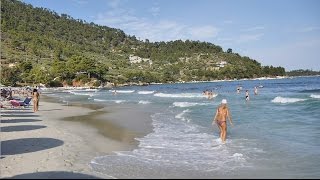 Golden beach in Thassos island Skala Panagia Thassos island Greece [upl. by Noiroc]