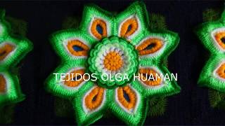 Tejidos a gancho o crochet para colchas y cojines con diseños de flores TEJIDOS OLGA HUAMAN [upl. by Rolando]