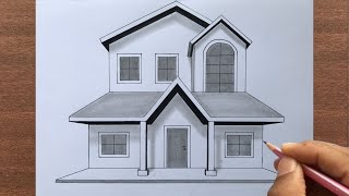 How to Draw a House in 1Point perspective [upl. by Marty]