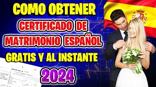 ✅ Como Solicitar y Obtener el CERTIFICADO DE MATRIMONIO Español GRATIS ONLINE y AL INSTANTE en 2024 [upl. by Yarazed]