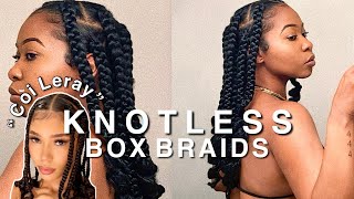 JUMBO KNOTLESS BOX BRAIDS  COI LERAY INSPIRED BRAIDS  BEGINNER FRIENDLY  RUBBERBAND METHOD 2021 [upl. by Aimehs728]