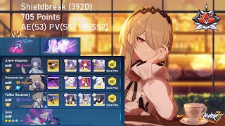 Honkai Impact 3  EX Abyss RL 392D  Shieldbreak 705 Points  AES3 PVSS FRSS2 2 Sirin [upl. by Ramuk422]