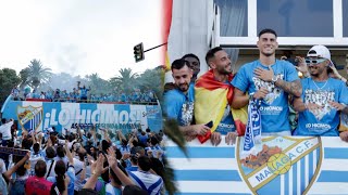 Fiesta del Malaga CF por el Ascenso a 2ª División Recibimiento en la Diputación [upl. by Lahcear]