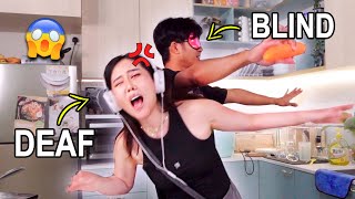 BLIND MUTE DEAF COOKING CHALLENGE  😓【Challenge Vlog】 [upl. by Nichols837]